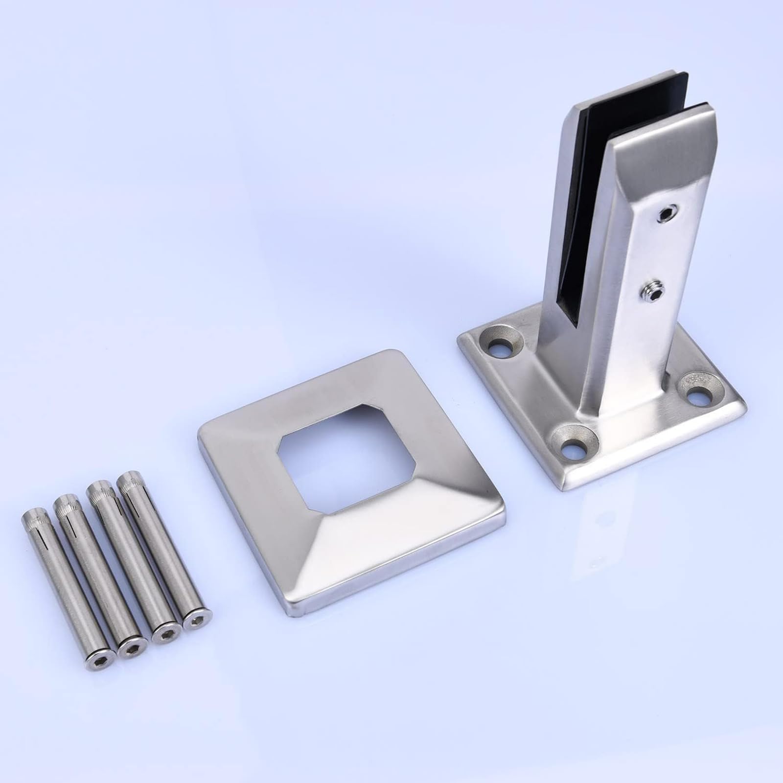 Uchwyt do balustrady szklanej, wytrzymały kwadratowy nosek ze stali nierdzewnej 304 10-15 mm, do ogrodzenia basenu, balkonu, schodów i podwórza, srebrny, zestaw 2 szt. (20 szt