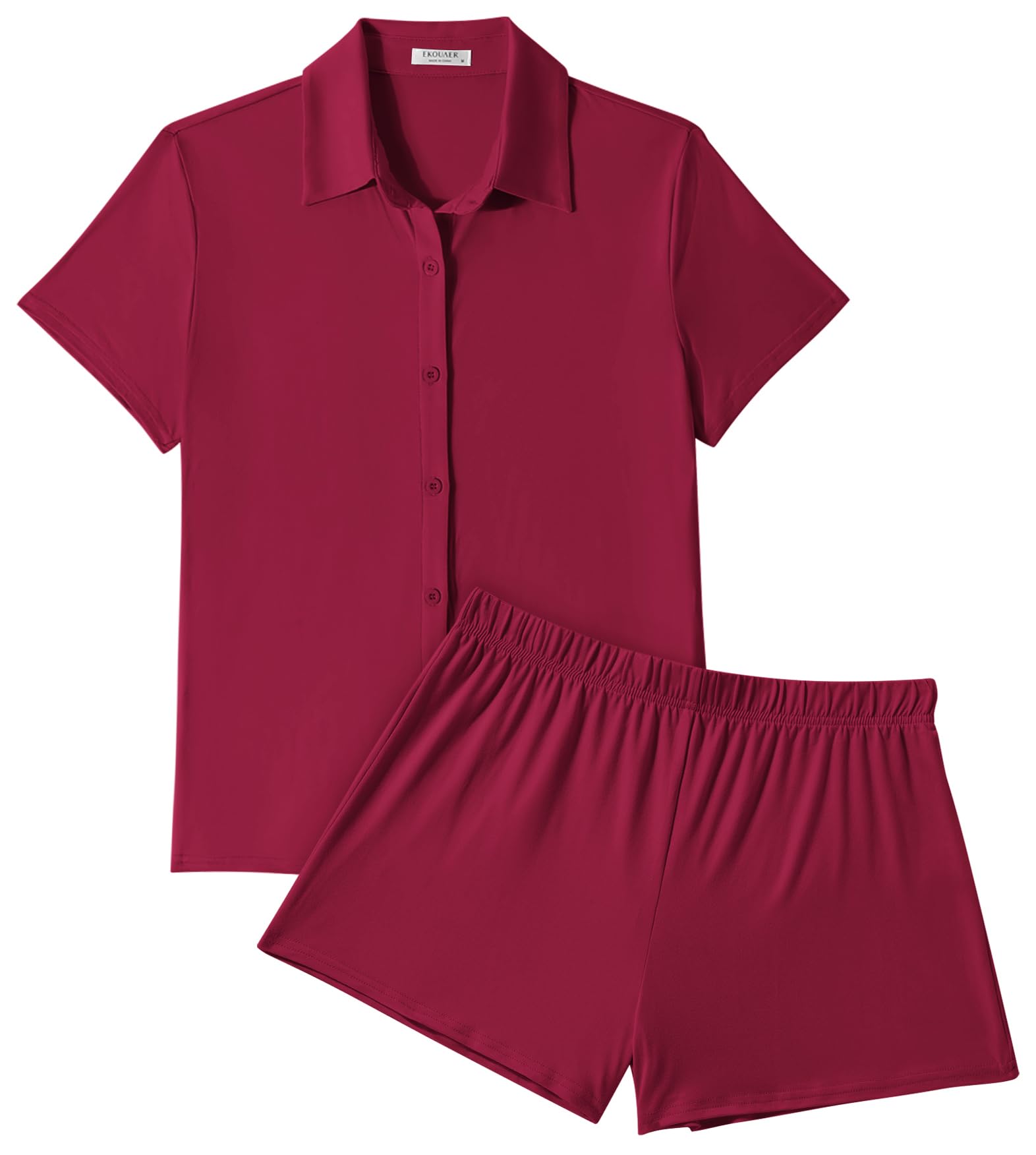 Ekouaer Pajama for Women Set Short Sleeve Button Down Pajamas Sets Soft Lounge Sets for Women Sleepwear PJS