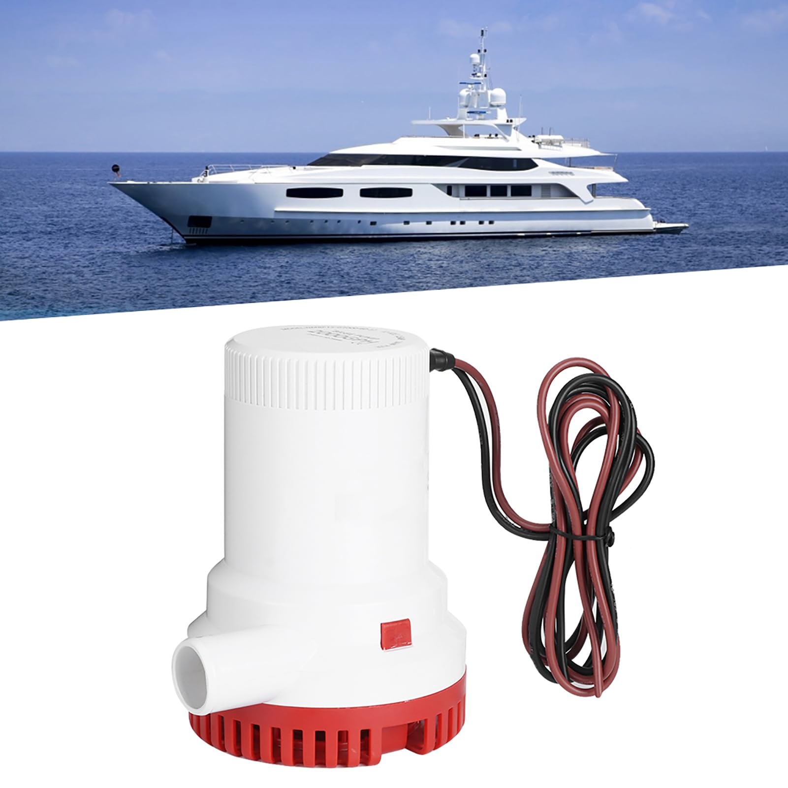 Pompe de Cale Submersible 2000 GPH 12V, Pompe à Eau de Cale électrique Non Automatique pour Bateau Marin, Yacht, Camping-Car, Piscine, étang