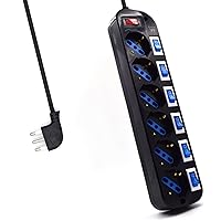 Multipresa a 6 Posti, Ciabatta Elettrica con 6 Prese Italiane e Schuko/Tedesche