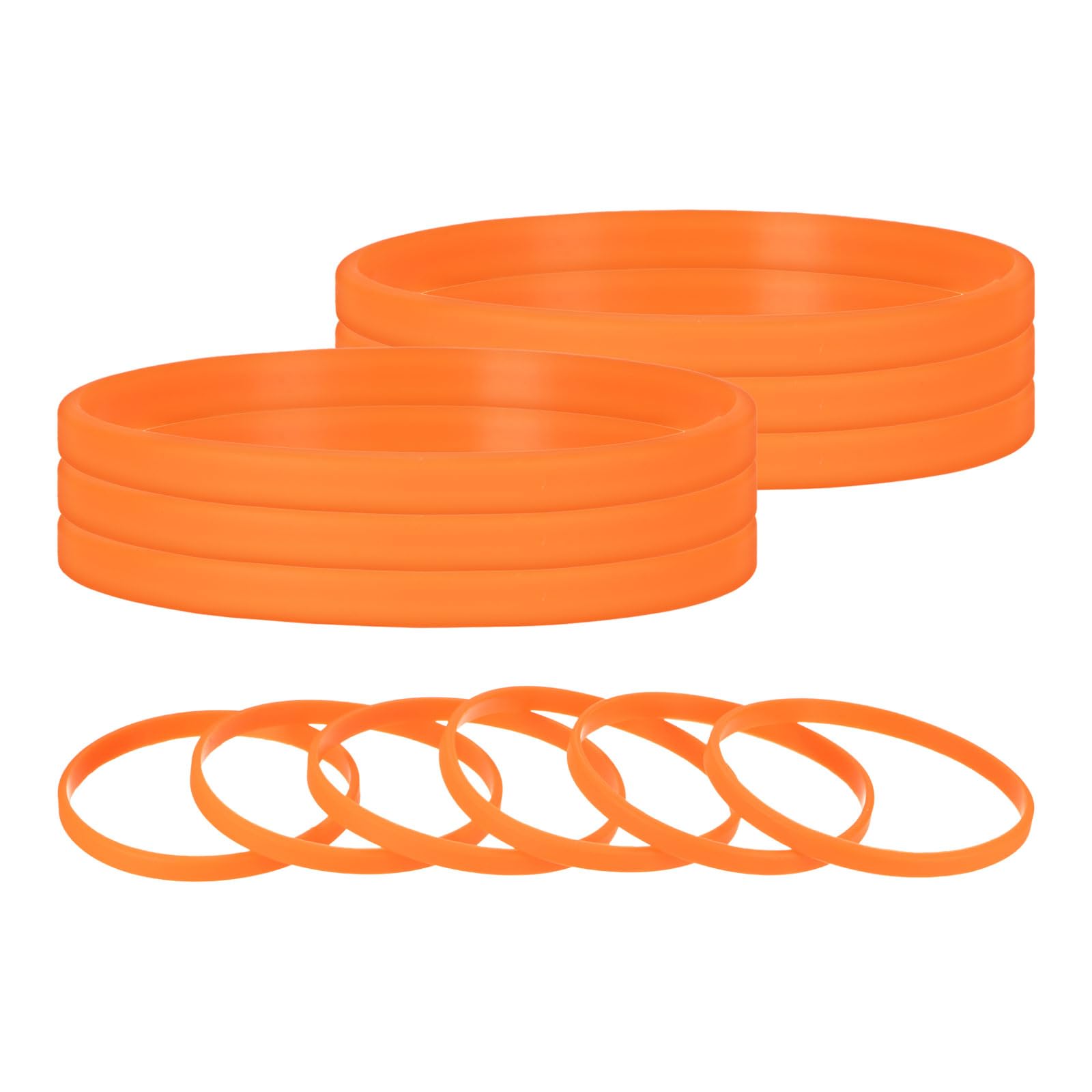 TIXIPEM Rubber Bracelets [12PCS] - Silicone Wristbands Solid Color Wrist Band Use for Men Women Teen & Sports Team & Events & Gym - [Orange-7.1IN Cir] Blank Rubber Sports Bands