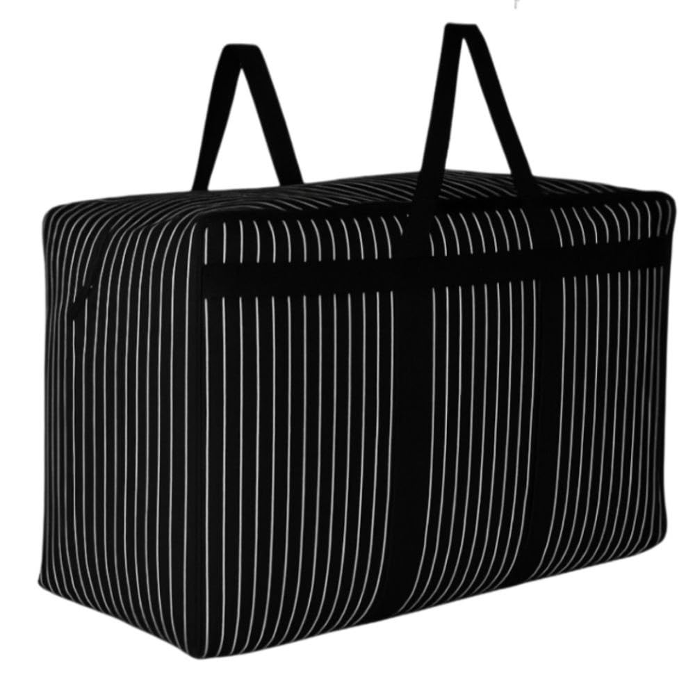 BAZERA Bags Multipurpose Extra Large Big Heavy Duty Storage Organizer Reusable Canvas Shopper Bag with Strong Handles and Base with Covers Zip (Pack of 1, Black)-image-8
