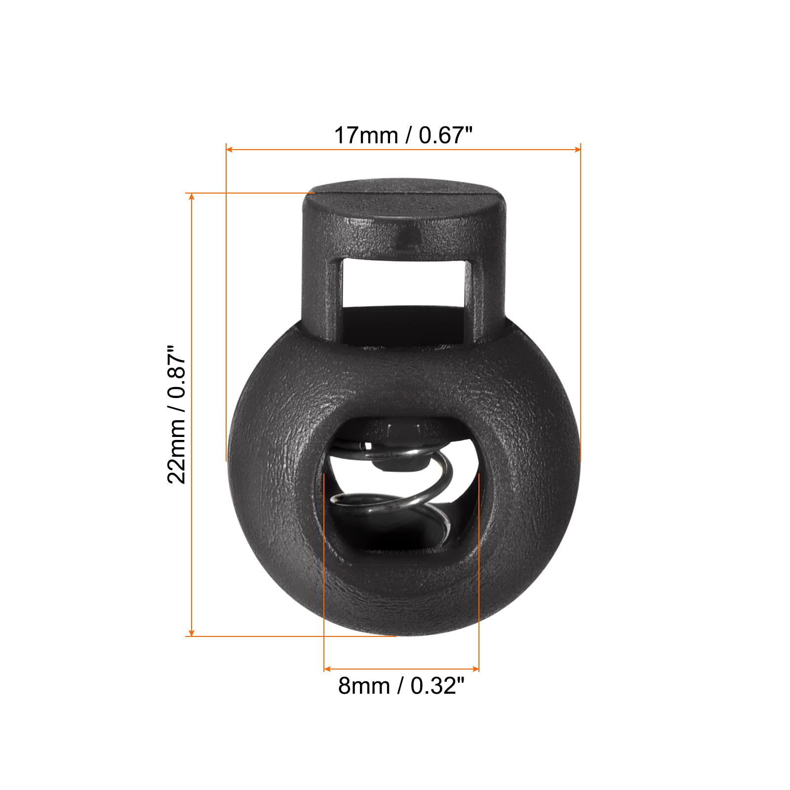 PATIKIL Cord Locks, 30 Pack Ball Spring Toggle Stopper for Drawstring Bag Shoelaces Black, 17x22mm - Image 2