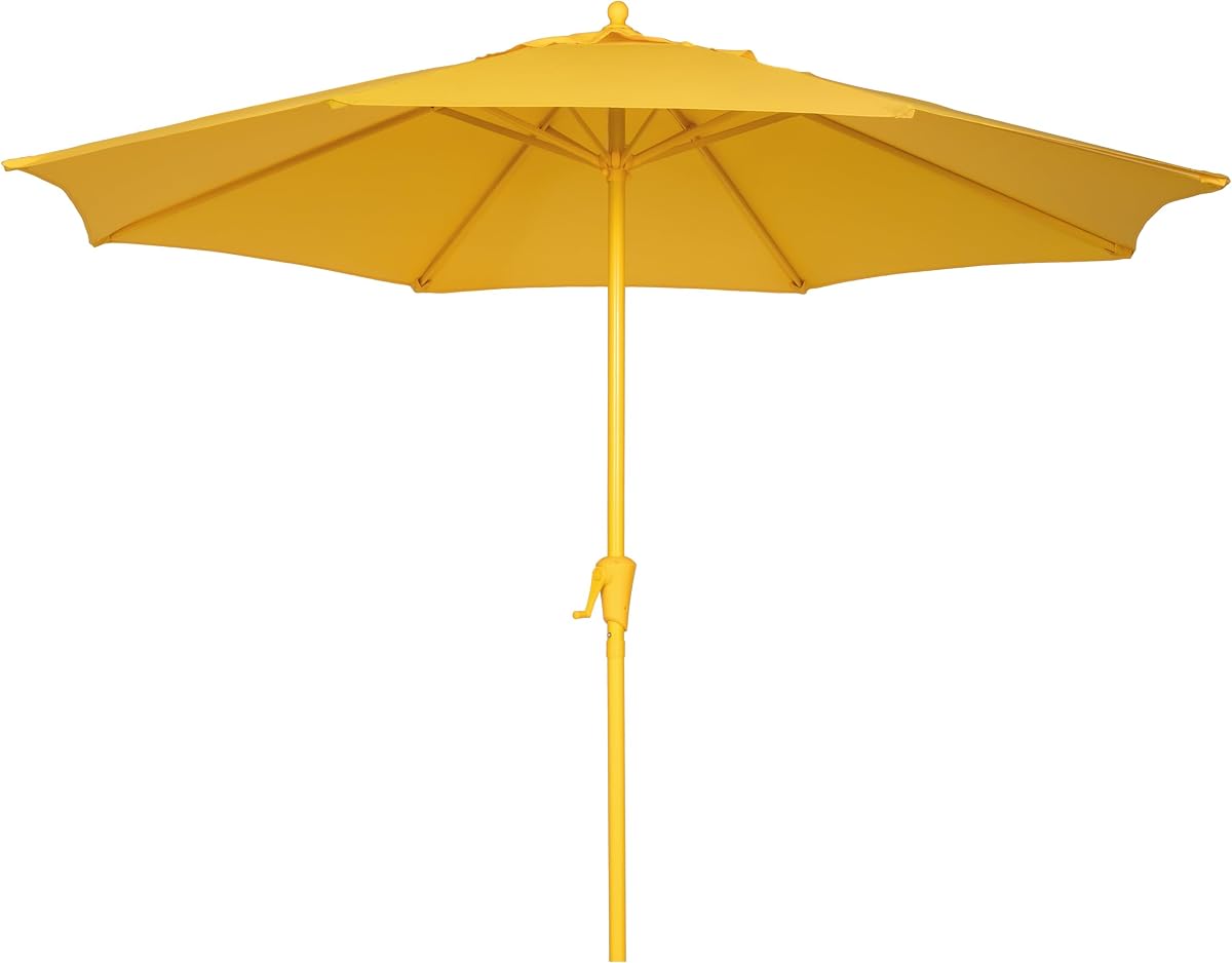 Sunnyglade Sombrilla de Patio Exterior de 9 pies, Sombrilla de Mesa de Mercado con 8 Varillas Resistentes y Sistema de manivela, Resistente a la decoloración e Impermeable para jardín, Patio Trasero, Terraza junto a la Piscina