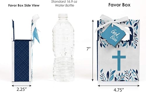 Miniatura 3 de Big Dot of Happiness Blue Elegant Cross - Cajas de regalo para fiesta religiosa para niños, juego de 12