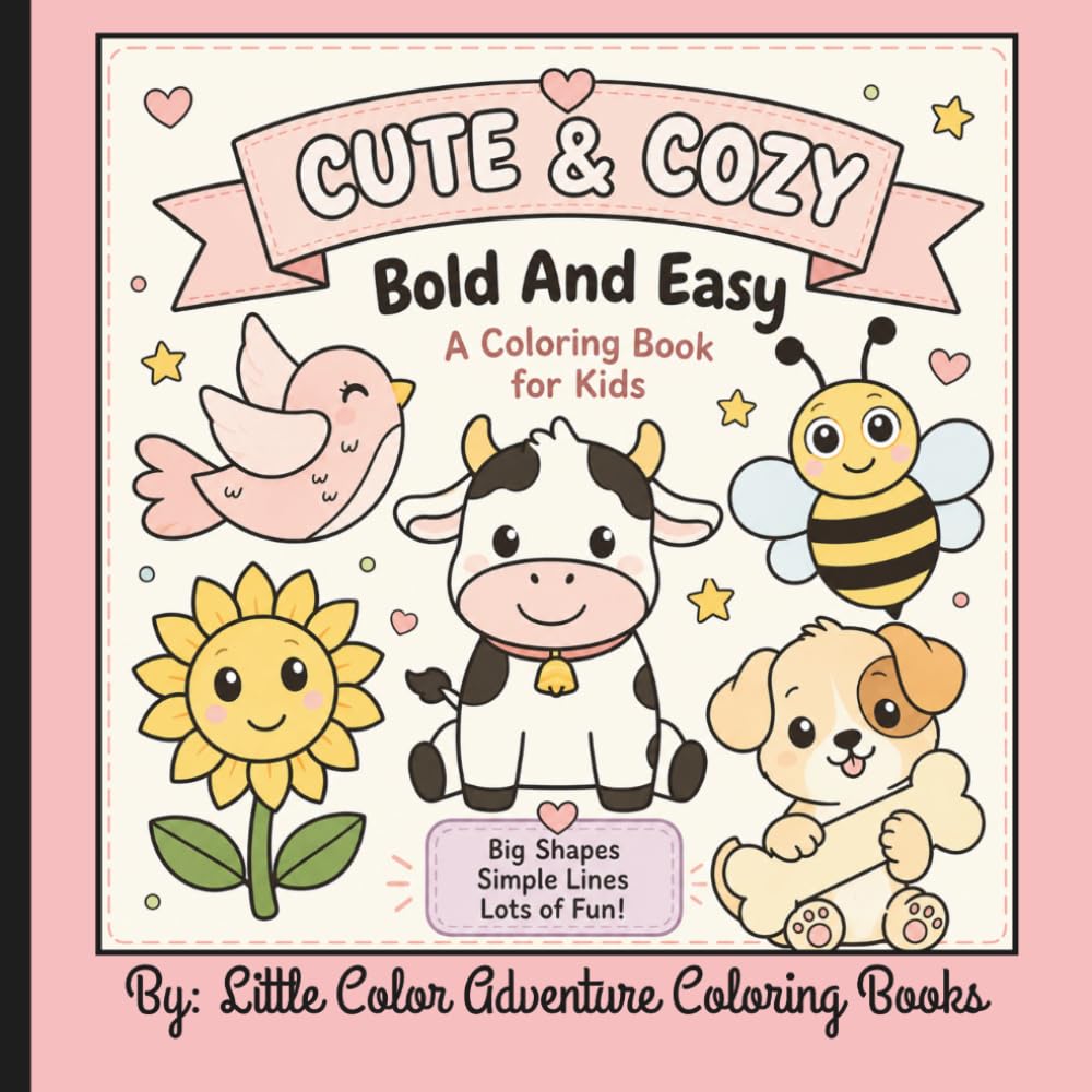 Cute & Cozy: Bold and simple coloring pages for kids, teens, and adults who love cute coloring books