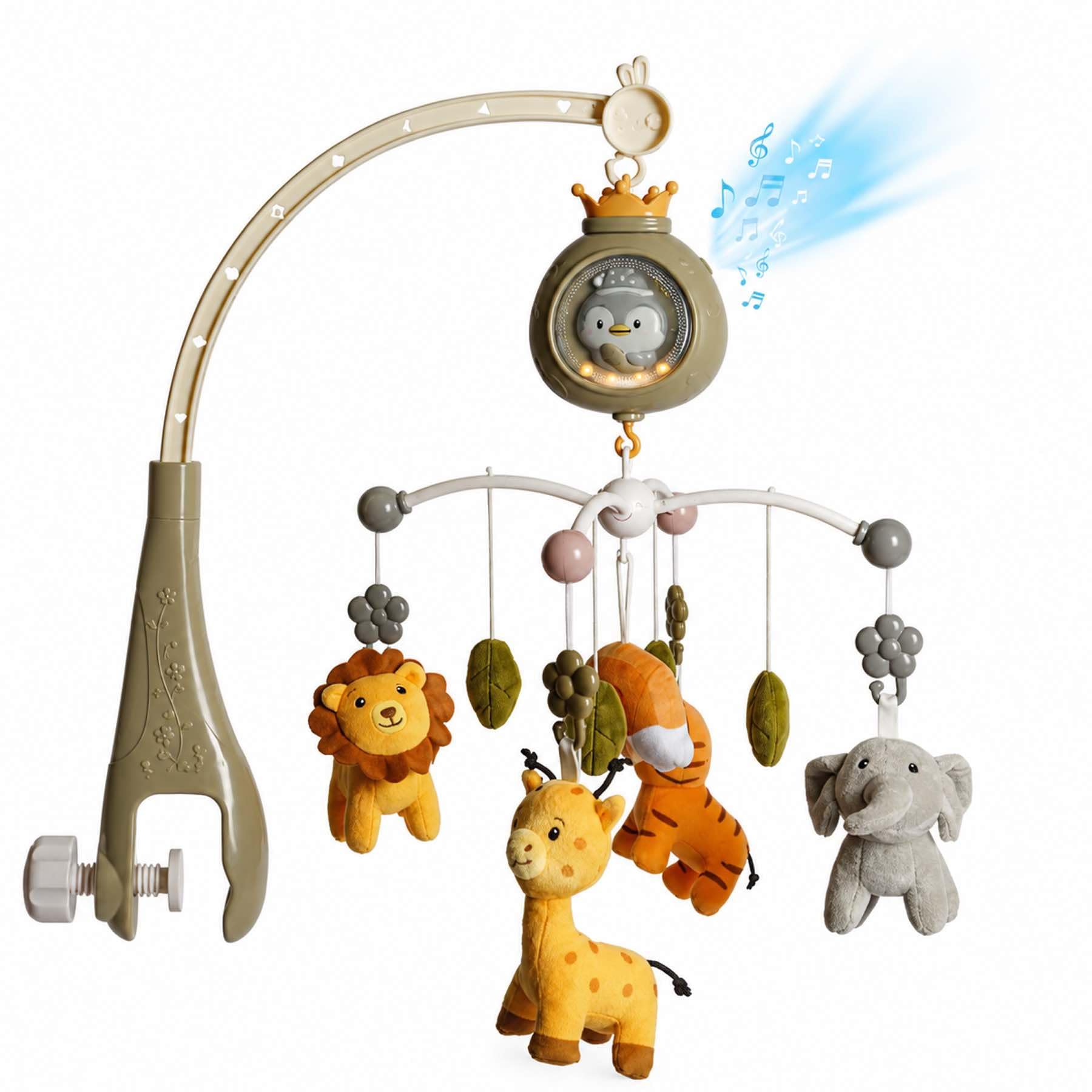 Bo Jungle | Musikalisches Baby Mobile mit Projektor Nachtlicht Weiß Tropicana - 33 x 26 cm
