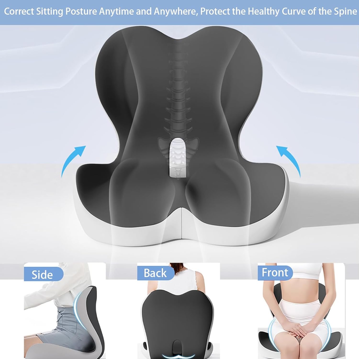 Sitzkissen orthopädisch,Orthopädisches Sitzkissen mit Rückenlehne,ergonomisches sitzkissen，Geeignet für Bürostühle, Autos, Rollstühle und den Hausgebrauch