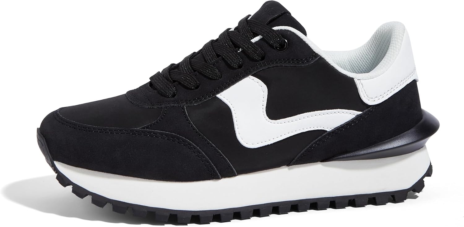 LUCKY STEP Women's Platform Fashion Sneakers Tennis Retro Walking Casual Trainers Stylish Durable Deluxe Skate Running Shoes