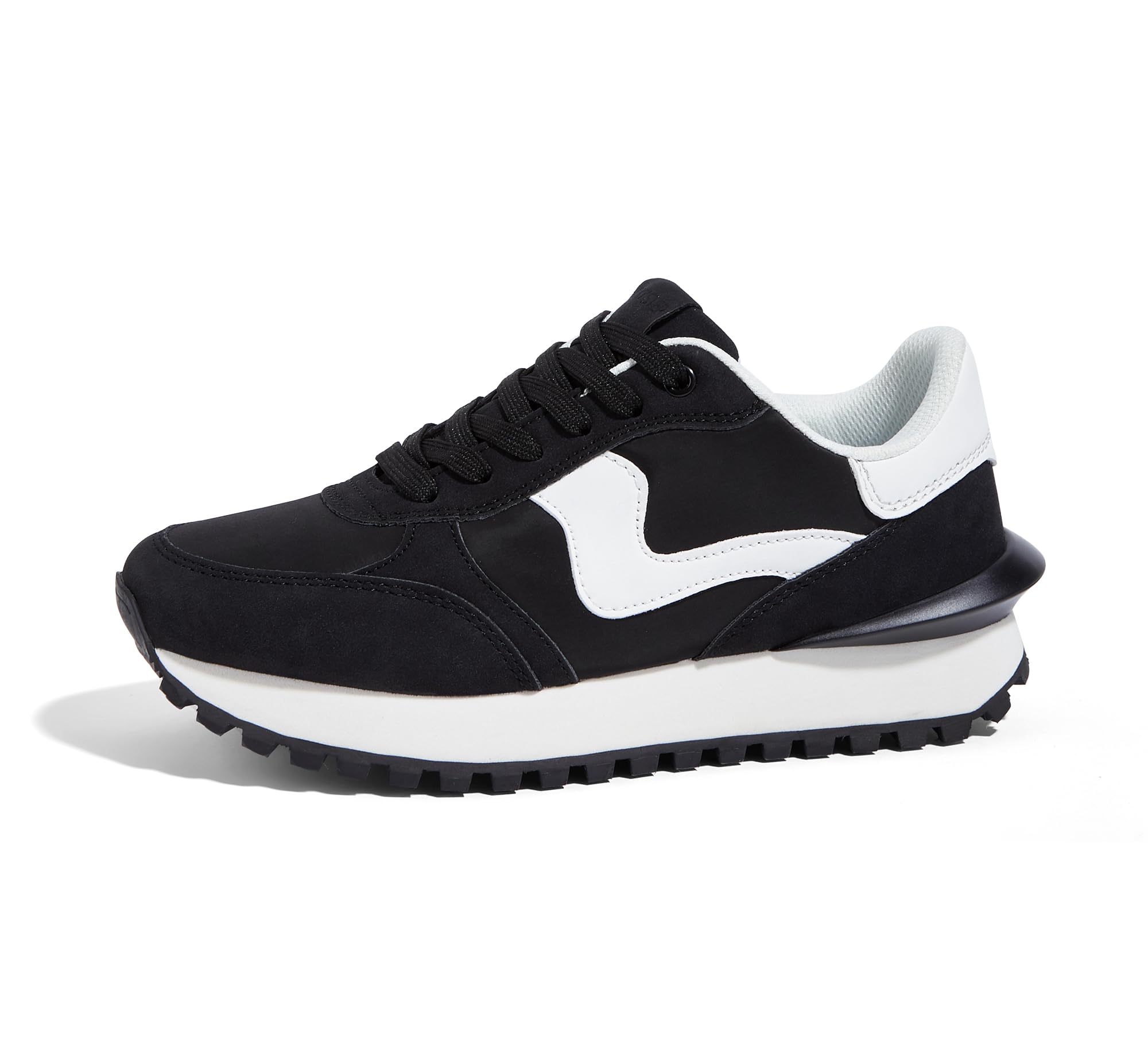LUCKY STEP Damen Plateau-Sneakers im Retro-Tennis Stil | Bequeme Freizeit- & Laufschuhe mit Dicker Sohle | Langlebiges Design für Stadt, Alltag und Sport