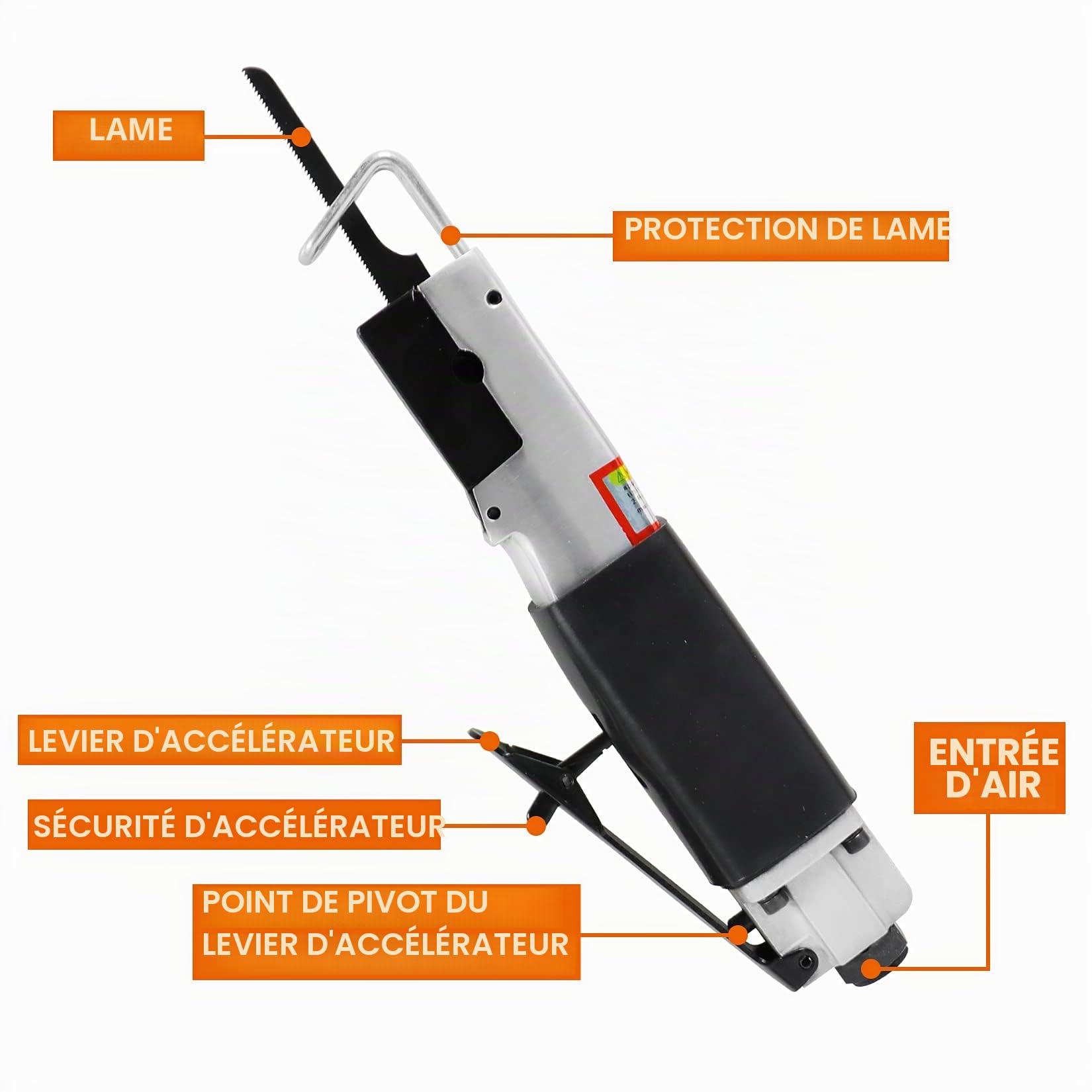 ORIENTOOLS Scie alternative pneumatique d'air, universelle Scie 90 psi 8500 BPM, Filetage d'entrée de 6.35 mm