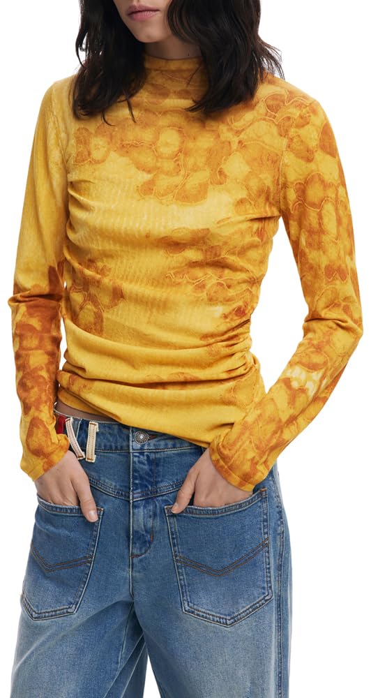 Desigual Damen Gelb Rollkragenpullover Ottawa 25Wwjf38 Regular Fit