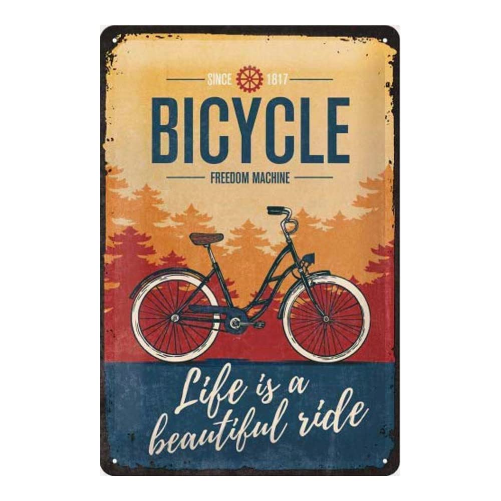 Nostalgic-Art Retro Tin Sign – Achtung – Bicycle – Beautiful Ride – Gift idea for Cyclists, Metal Plaque, Vintage Design for Decoration, 20 x 30 cm