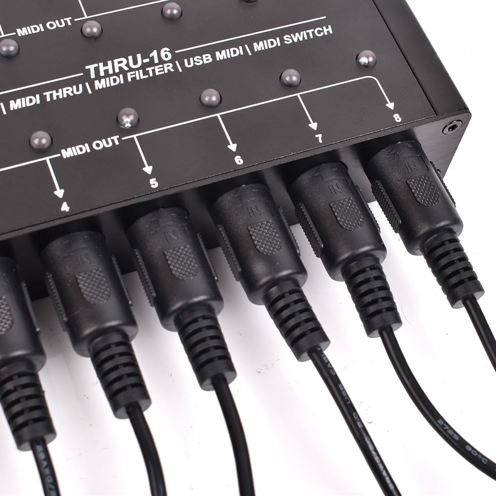 MIDI THRU-16 Box Filter &Switch 1 MIDI input in 16 uscite MIDI e ogni uscita MIDI può modificare filtri MIDI (THRU-16)