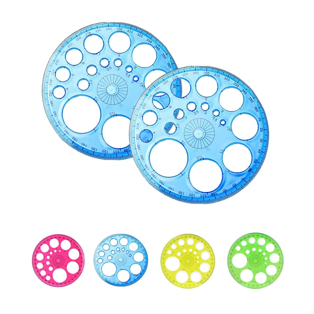 HNJUSR 2 Piezas Transportador de 360 Grados Transportador Circular Transportador Redondo Transportador Completo PlásticoTransportador de Angulos Transparente para Dibujar Escolar,Color al Azar