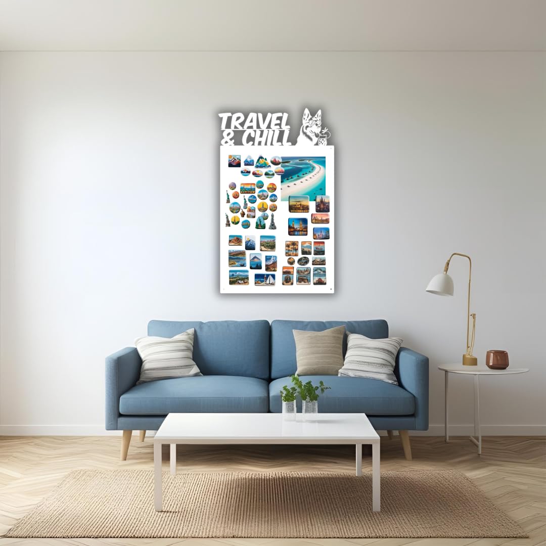 Tableau Magnétique Petit & Grand - Tableau Magnétique Avec Motif Animal - Parfait Pour Aimants Et Notes - Pizarra Magnetica - Ardoise - Kit de Montage Inclus - Blanco 50x80 cm