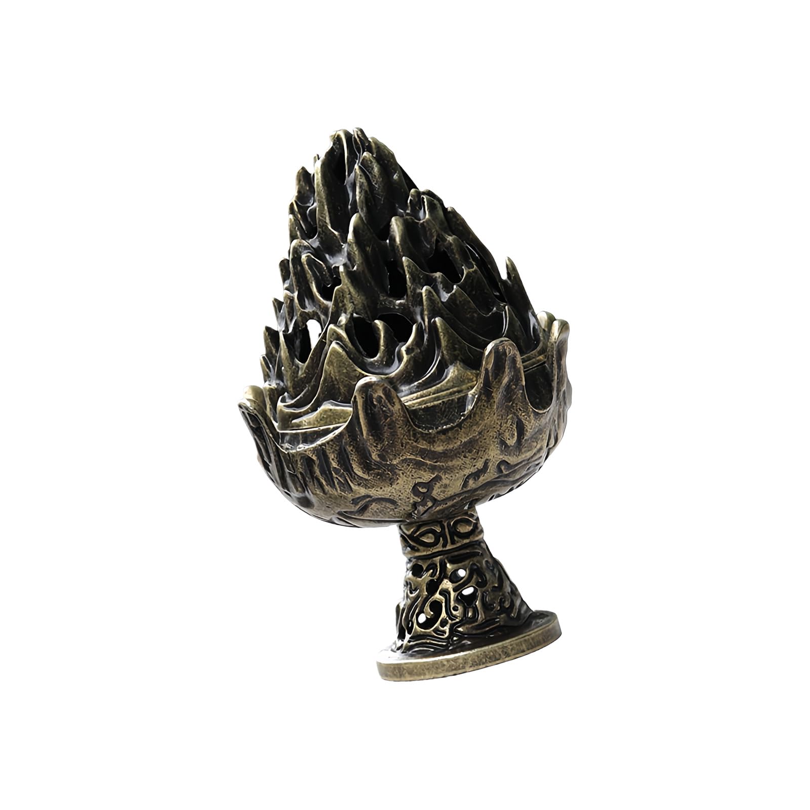 Whoasyst Incenses Cone Holder with Lid Cone Incenses Burners for Yogas Meditations and Home Decorations Golden Censers Small Alloy Boshan Stove Tinyature Boshan Censer