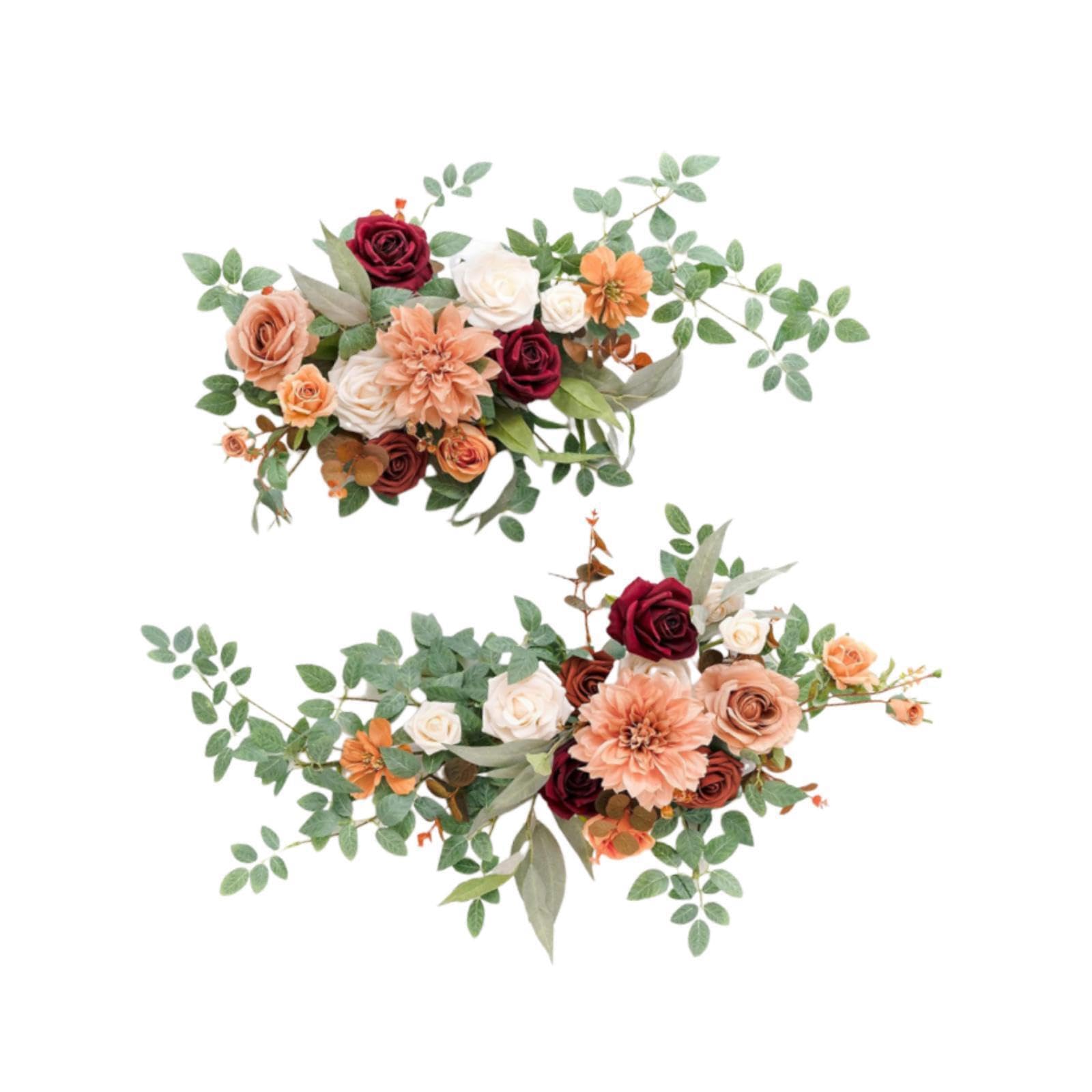 Quxvuis Rustic Wedding Chair Back Flower Arrangement Stunning Silk Flowers Crafted To Elevate Wedding Chair Decor And Ambiance Artificial Rose Back Flowers