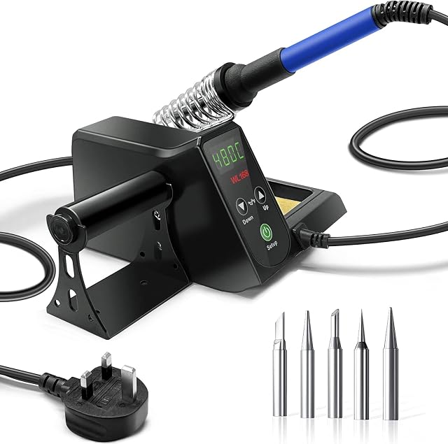 60W Soldering StationSoldering Iron Station with 5 Extra Soldering Tips, Adjustable Temp, Sleep Function,°C/°F Switching Weleauto
