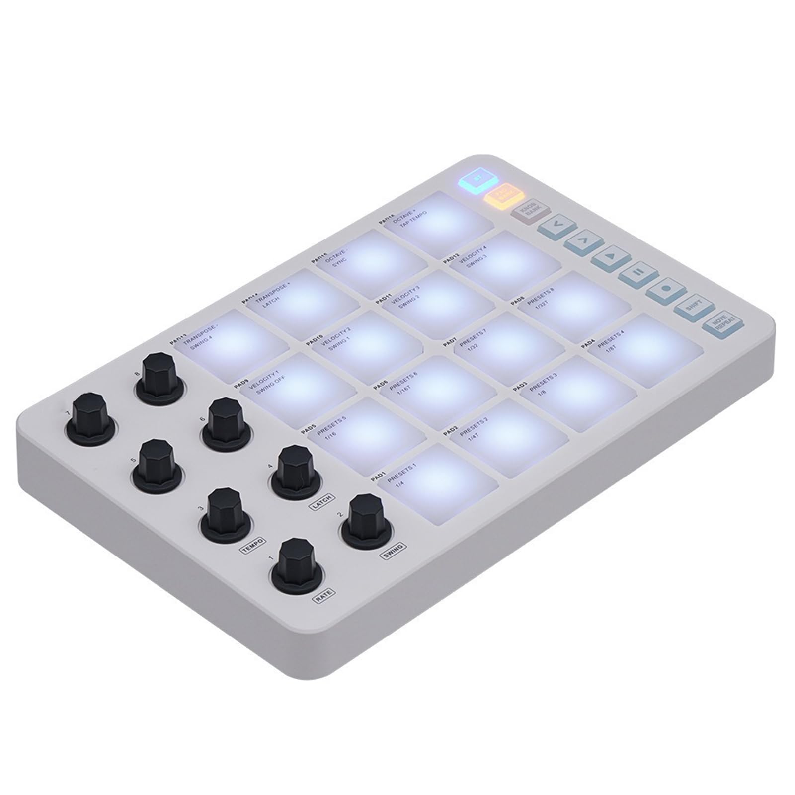 Pratica Tastiera Controller USB con 16 Pad Batteria retroilluminati Display LED, Tastiera Professionale 8 manopole Produzione Musicale