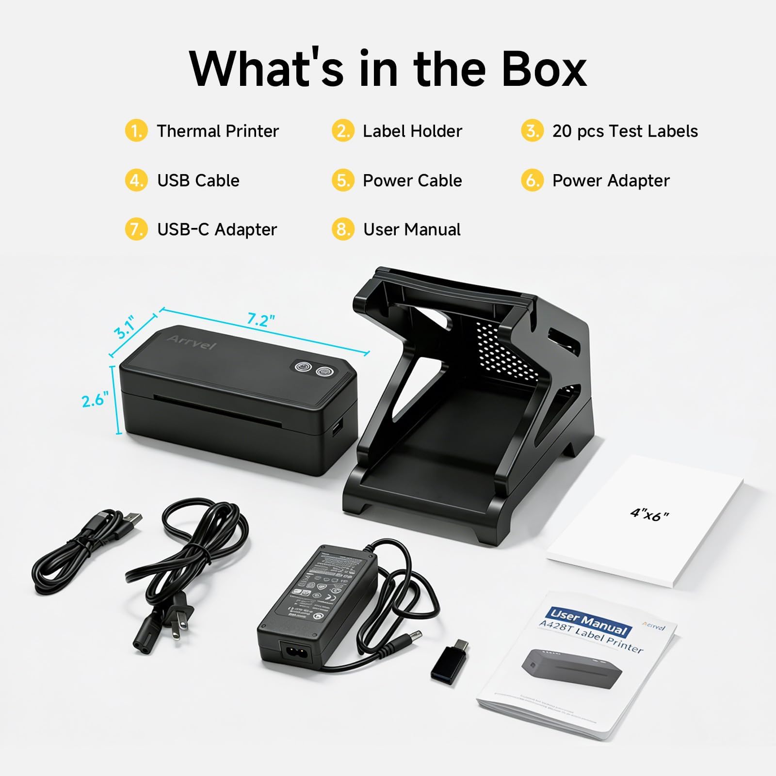 Bluetooth Etikettendrucker mit Ständer, 4x6 Label Printer Thermodrucker für Versandetiketten, kabelloser Labeldrucker für Amazon DHL Etsy Shopify, iPhone Android Windows Mac