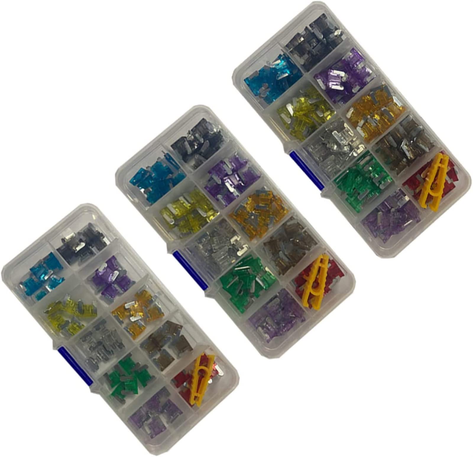 Mini fusibles for Coche de 150/100/50 Uds. con Surtido de Clip de Caja 2A/3A/5A/7.5A/10A/15A/20A/25A/30A/35A, Juego de fusibles Tipo microcuchilla automático for camión(100pcs with Box)