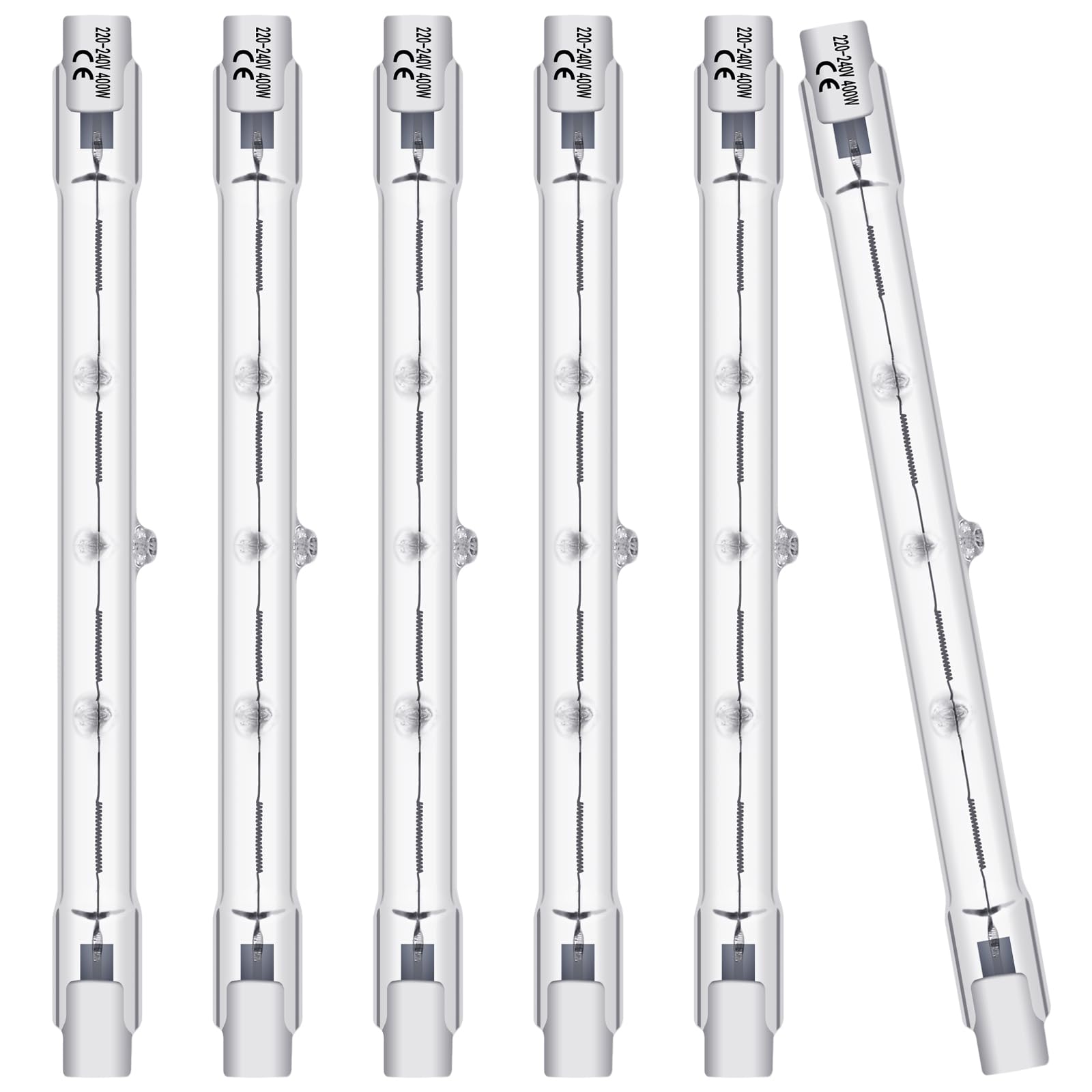 BROTOU 6er Halogen Leuchtmittel R7S 118mm 400W, Dimmbar Halogenstab Halogenstab R7S 118mm 220-240V 3400lm 3000K Warmweiß J-Typ für baustrahler, Arbeit Landschaftsbeleuchtung,Wohnzimmerleuchten