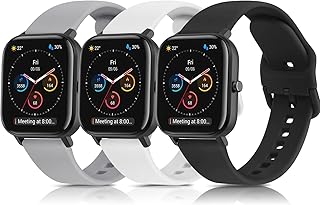 3 Pack Sport bands Compatible with Amazfit GTS/Amazfit GTR 42mm/Amazfit GTS 2/2 Mini/2e/Amazfit Bip/Bip U/Bip U Pro/Amazfit Bip Lite, 20mm Adjustable Silicone Replacement Watch Bands for Amazfit GTS Women Men