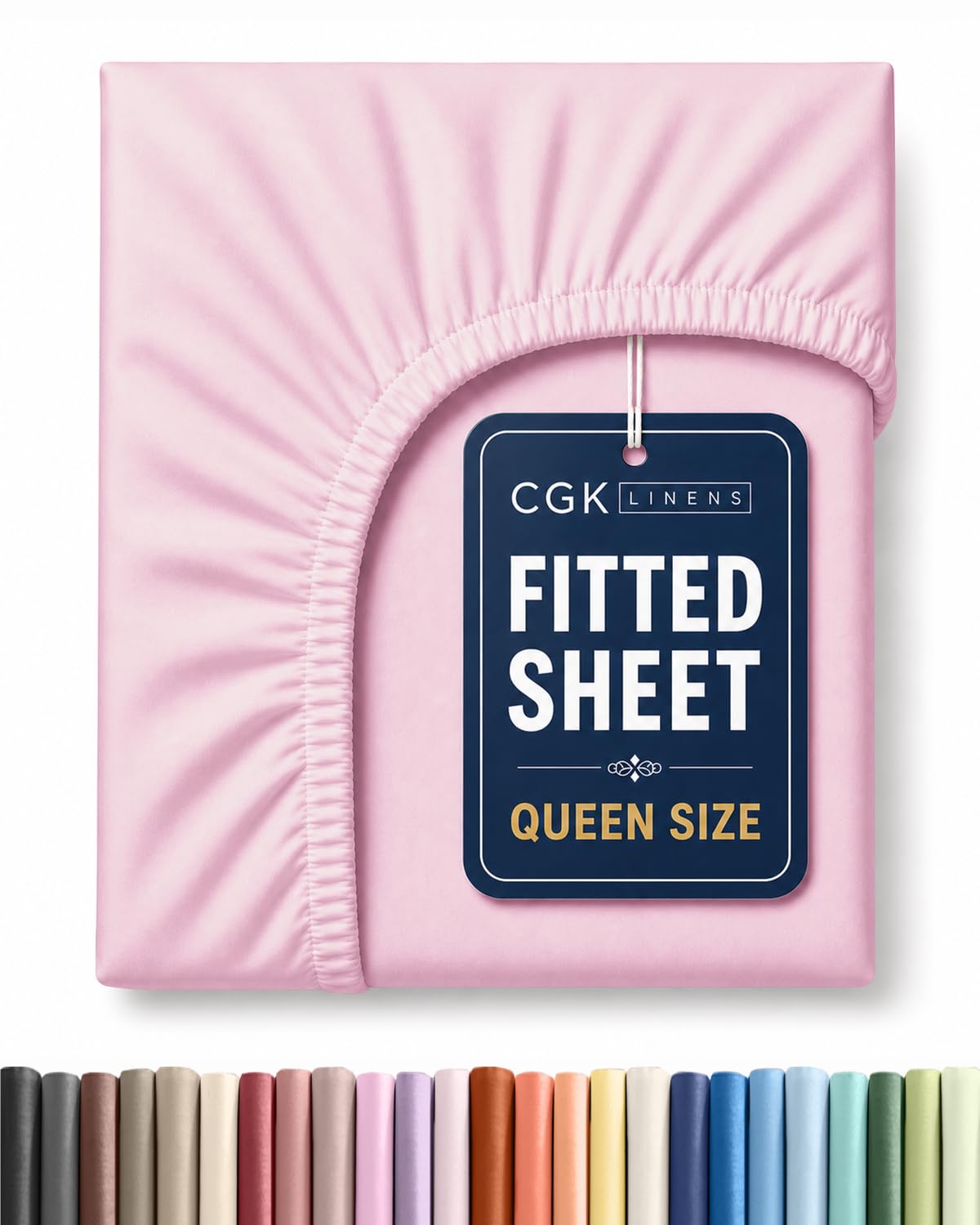 Queen Fitted Sheet - Single Fitted Sheet Only - Deep Pockets - Light Pink