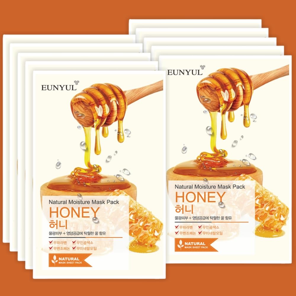 Natural Moisture Mask Sheet Pack – Honey, 10Pcs | Made In Korea, K Beauty