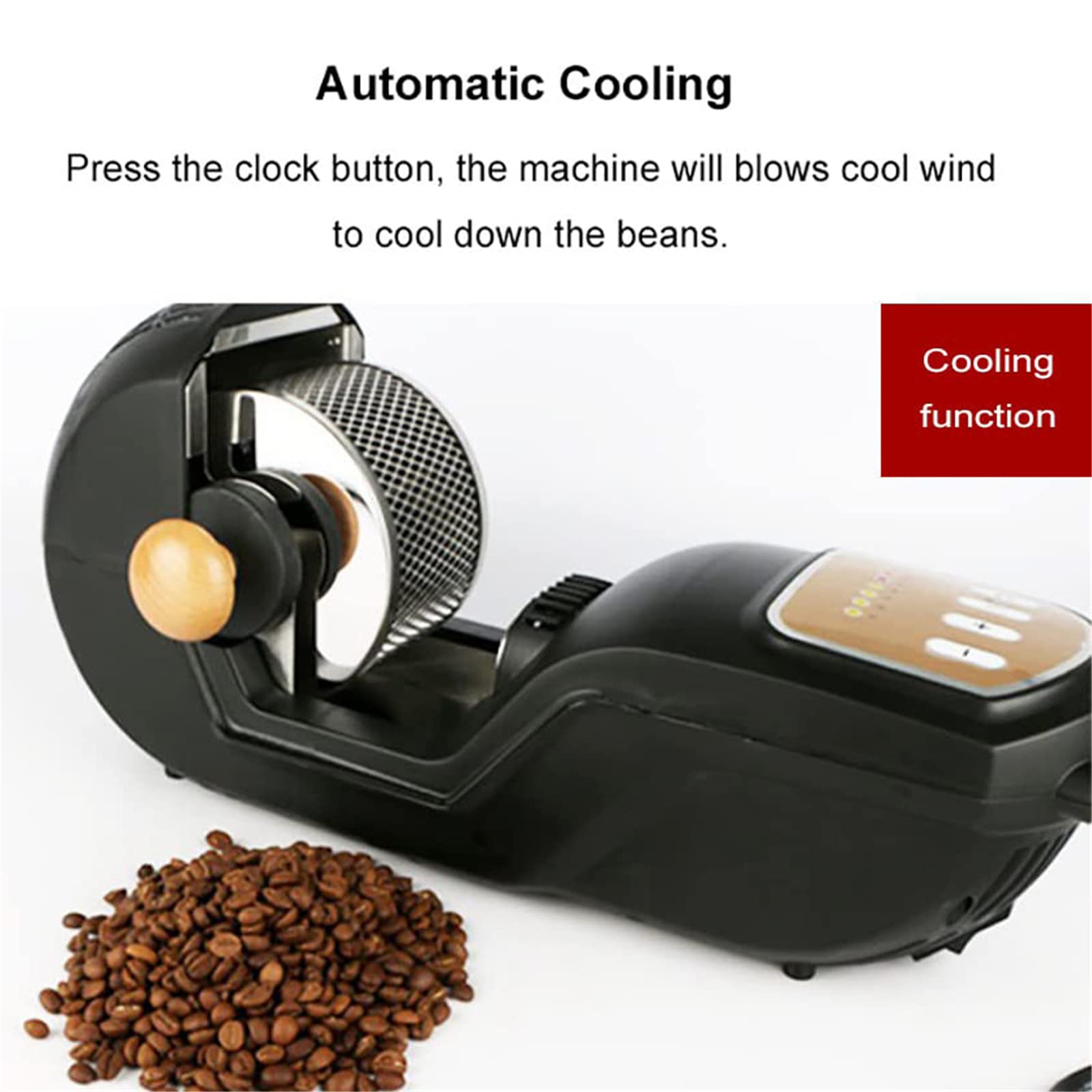 Máquina tostadora de café, máquina tostadora de Granos de café de Aire Caliente de 300 g, horneado y enfriamiento automático, Equipo de horneado 1-7 Ajustable para Hornear Granos de café Uso domésti