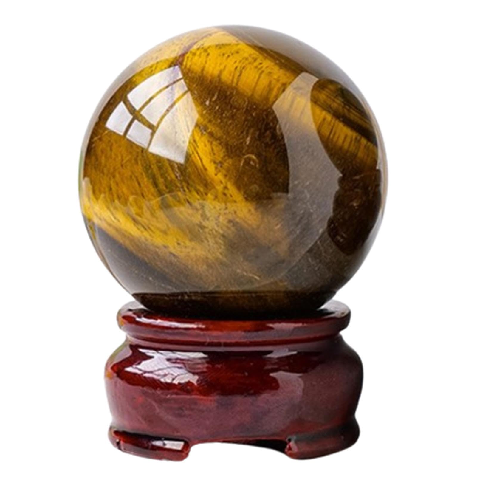 AARTERZZA Tiger Eye Stone Crystal Ball with Base Figurine Feng Shui Gemstone for Decorative, Lens Photography, Gaze Divination,50mm