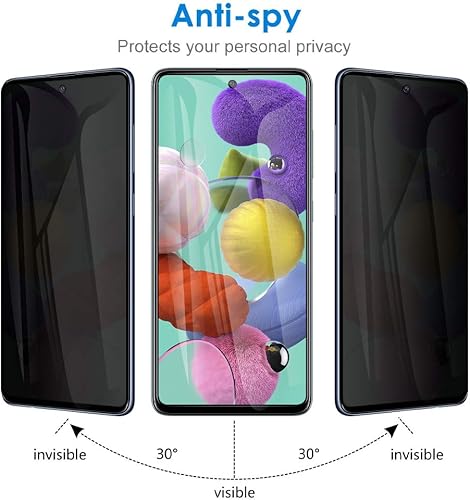 Miniatura 8 de Paquete de 2 para Samsung Galaxy S20 FE  A53  A52  A51 Protector de pantalla de privacidad de vidrio templado antiespía No es compatible con