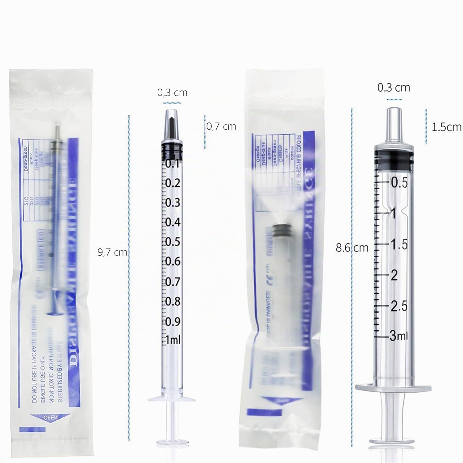 Lot de 10 seringues 1 ml, 3 ml, 5 ml, 10 ml, 20 ml, 5 tailles de dosage, réutilisables, sans aiguille, parfaites pour l'alimentation animale, l'arrosage des plantes et les expériences de laboratoire