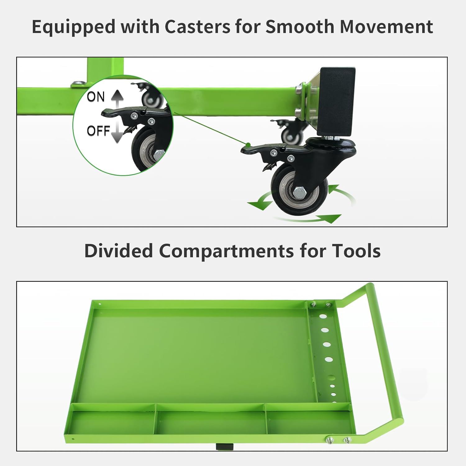 Rolling Tool Tray with Wheels,30×20 in Tear Down Work Table,220lbs Capacity Mechanics Rolling Work Table for Garage,Shop,DIY (Green)