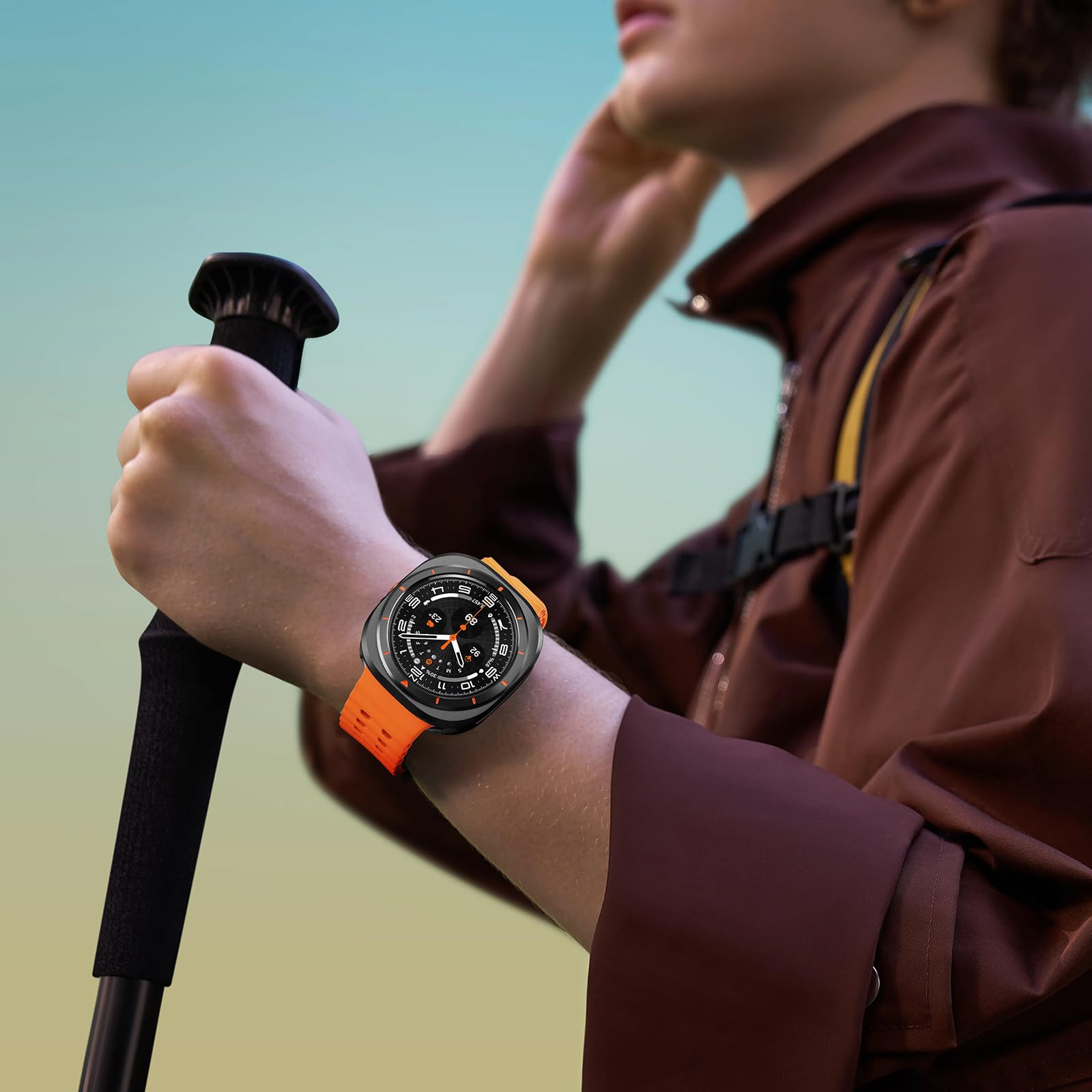 Amizee 2 w 1 Metaliczne etui kompatybilne z Samsung Galaxy Watch Ultra/Ultra 2 (2025) 47 mm, twardy PC odporny na zarysowania cienki ultra ochronny pokrowiec do Galaxy Watch 47 mm, Czarny/PO