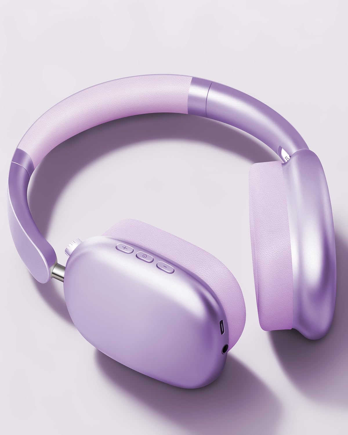 Wentronic Y01 Auriculares Inalámbricos Bluetooth 5.3 con Cancelación de Ruido, Sonido Hi-Res, 48h de Reproducción, Cascos Plegables sobre-Oreja con Micrófono para iOS/Android/PC – Morado