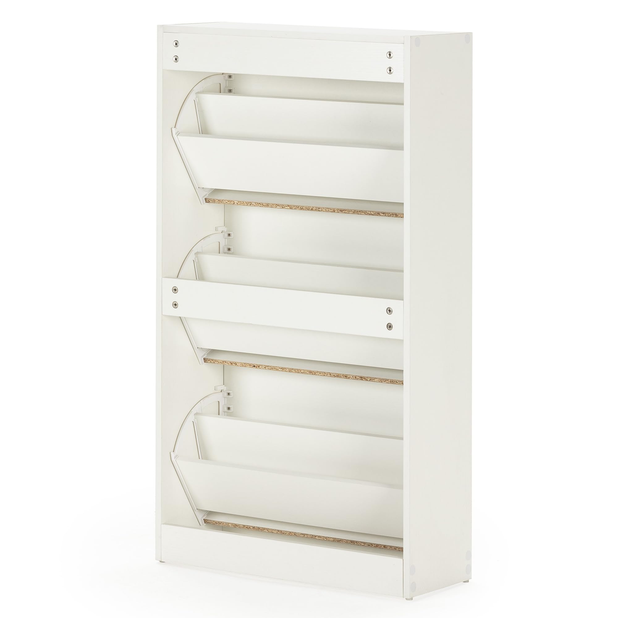 HOMN LIVING Mueble Zapatero Ángel 3 Puertas Color Blanco, para 18 Pares, 63 cm (Ancho) 24 cm (Profundo) 115 cm (Altura)