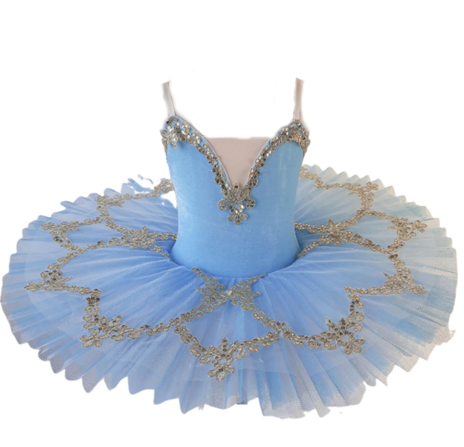 EFLALYHG Tutú de Lentejuelas para niñas, tutú de Ballet con Plato y panqueque, Vestido de Fiesta de Bailarina, Disfraz de competición de Baile de Ballet Infantil