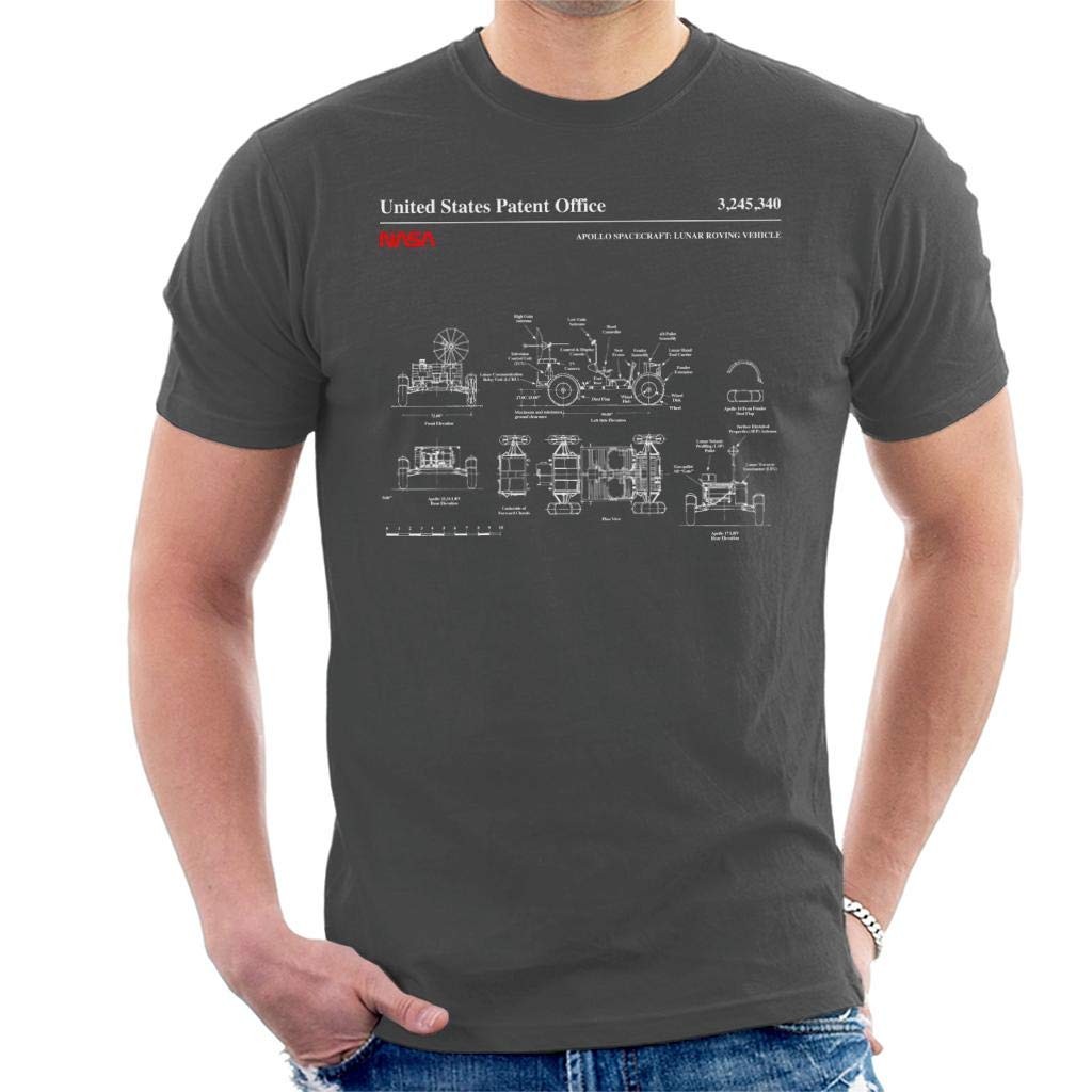 Nasa Apollo Lunar Rover Blueprint Men's T-Shirt Charcoal