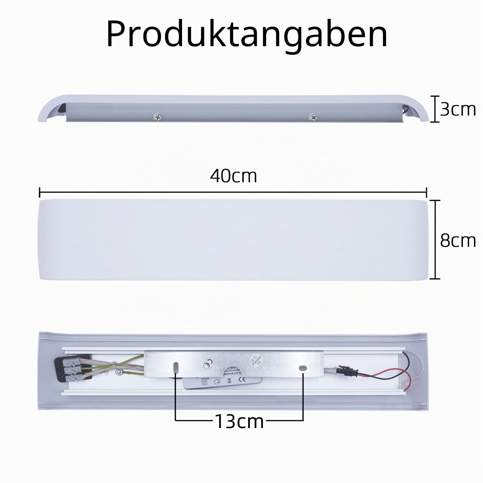 KICAAO 2 Stück LED Wandleuchten Weiß, 16W, 3000K Warmweiß, Aluminium, Innen Up-Down Licht, Wandlampe für Treppenhaus, Flur, Wohnzimmer, Schlafzimmer (40CM-2PCS)