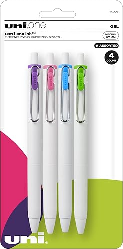 uniball One - Bolígrafos de gel retráctiles, punta media (0.7 mm), tinta surtida