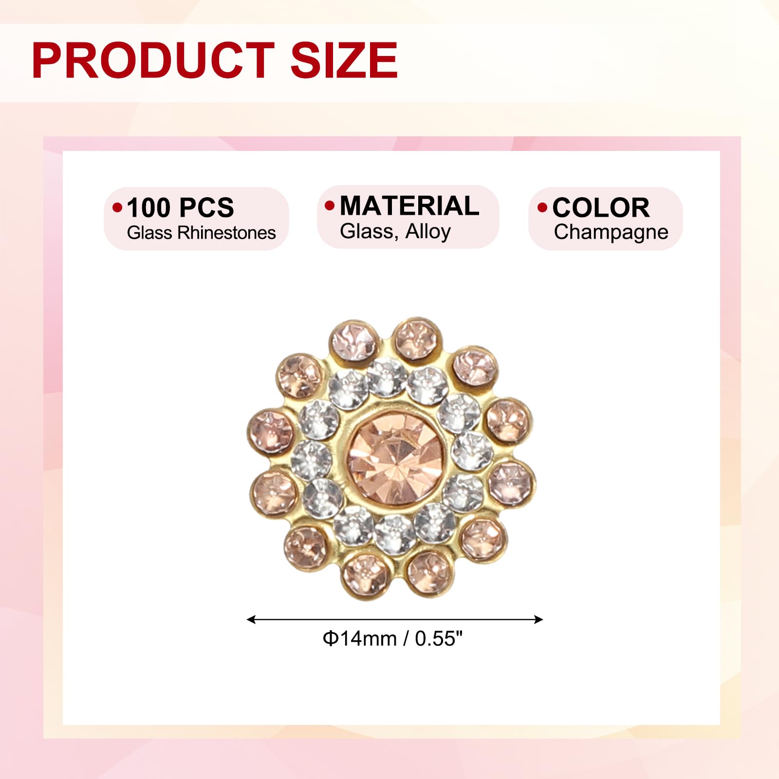 PATIKIL 100 Pcs Sew on Rhinestones Crystals 14mm - Image 2