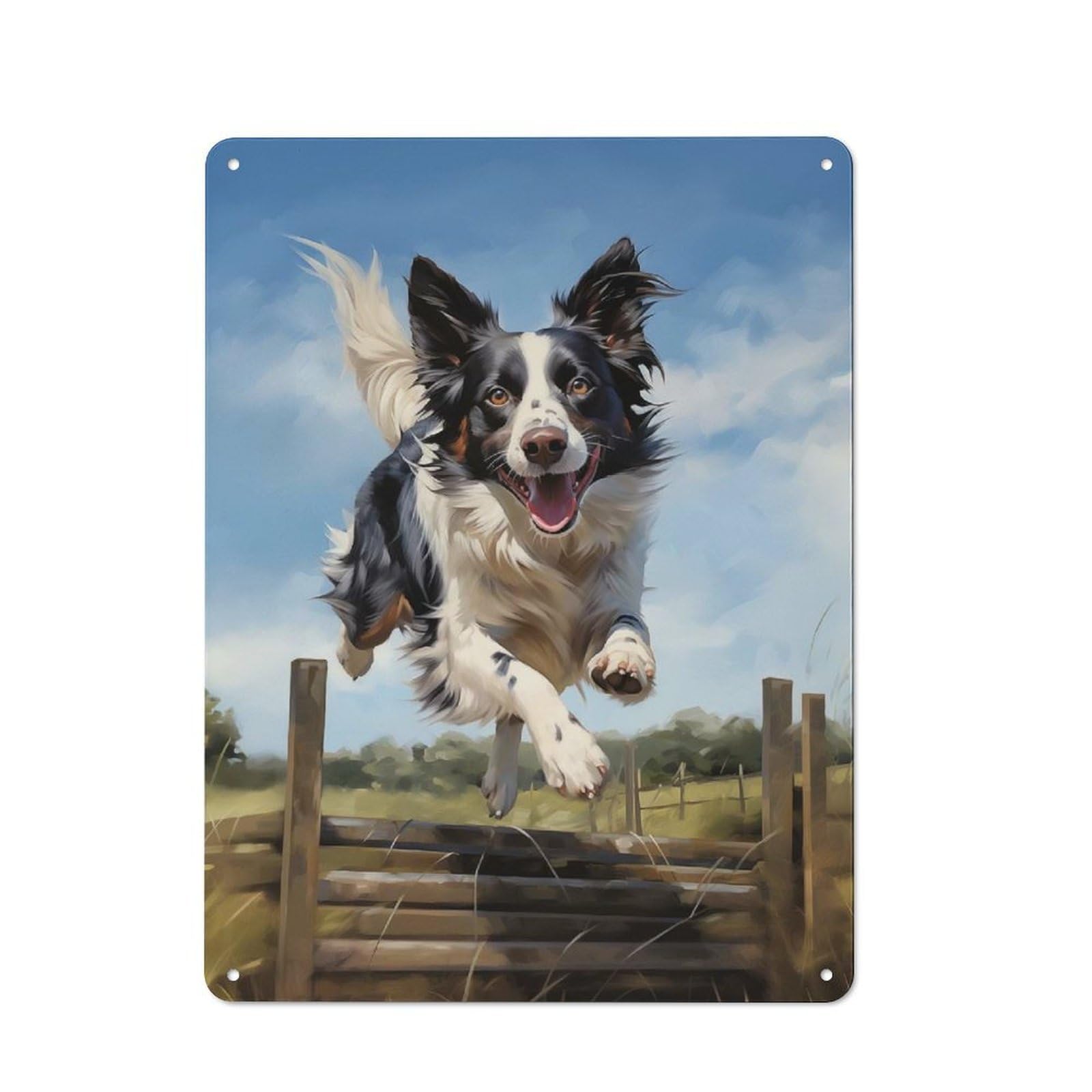Junmoney Style-1 Border Collie Retro Metal Wall Sign 40X30cm For Living Room Or Hallway, For Collectors Decorating Living Rooms And Hallways