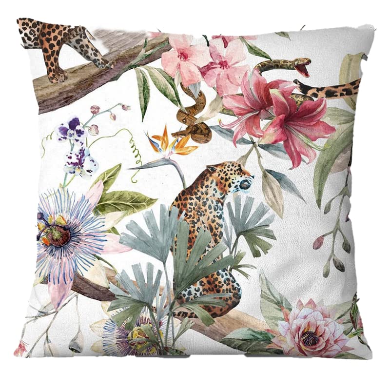 Night Comfort 100% Cotton Cushion Cover Luxury Designer Indoor & Outdoor use - Wild Life 2 - Ideal For Sofas, Living Room, Bedroom, Rattan Garden Furniture Sets, Chairs, Benches (45x45cm) - Pack of 2