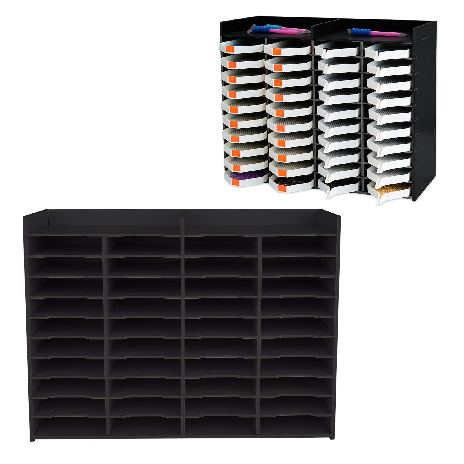 Krafetto 40-Slot Diamond Painting Tray Organizer for Large Trays, Black
