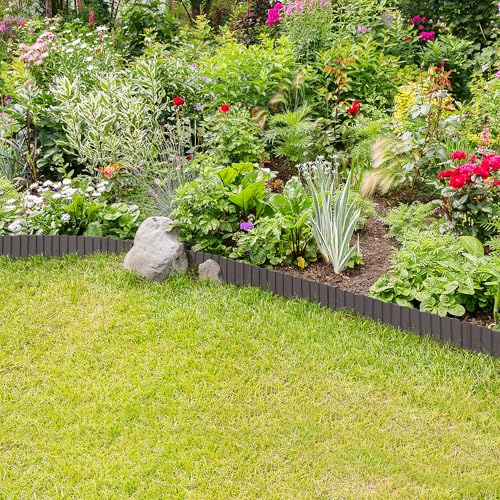 Aufun 2,3m Holzoptik Beeteinfassung zuschneidbar Beetumrandung Rasenkante Palisadenzaun Holzzaun klein Beetbegrenzung Palisaden Deko Gartenpalisade Beetzaun (Braun)