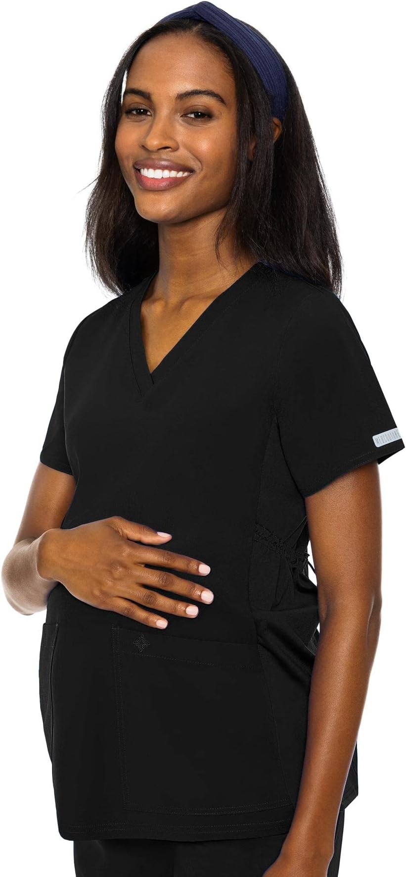 Med Couture Women's V-Neck Side Knit Maternity Scrub Top