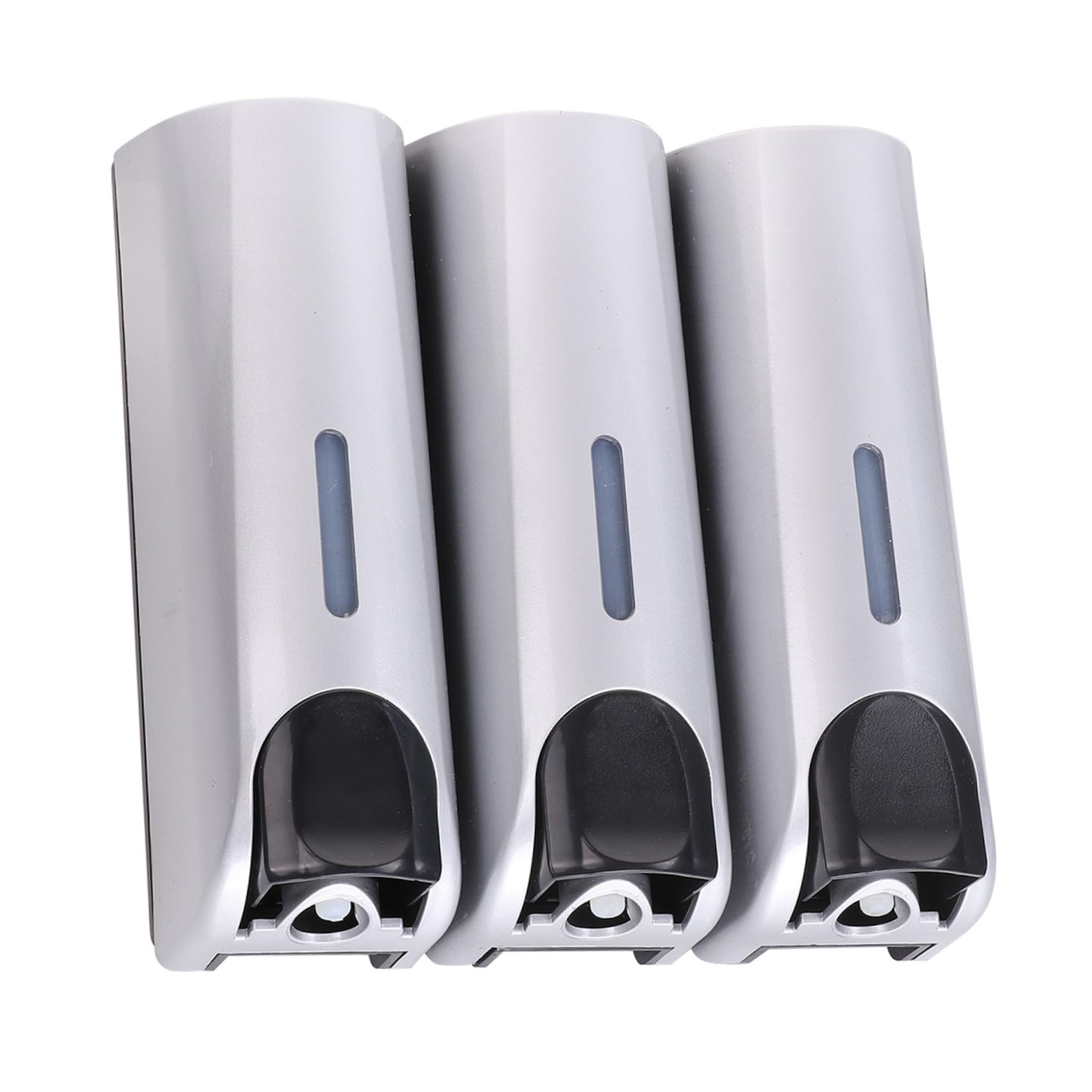 Housoutil Dispenser Sapone Liquido da Parete 3 Teste in Metallo e Plastica Argento Supporto Bagno per Shampoo Lozione e Bagnoschiuma Facile da Installare e Pulire per Doccia e Vasca