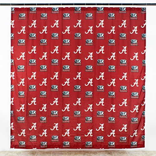 Image of College Covers Everything Comfy Alabama Tide Bright and Colorful Shower Curtain Cover 70 inch x 72 inch